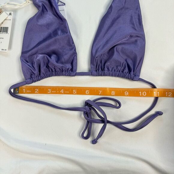 NWT Good American Size 2 M Lilac Purple Shine Ruched Halter Tie Bikini Swim Top - Picture 4 of 9